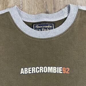 Y2K Abercrombie 1992 Heavy Sweatshirt Men's XL Olive Green Thick Thermal